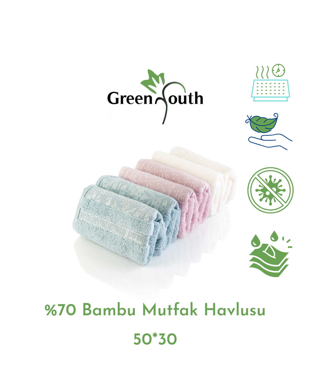 %70 Bambu Mutfak Havlusu Seti (6'lı) 50*30
